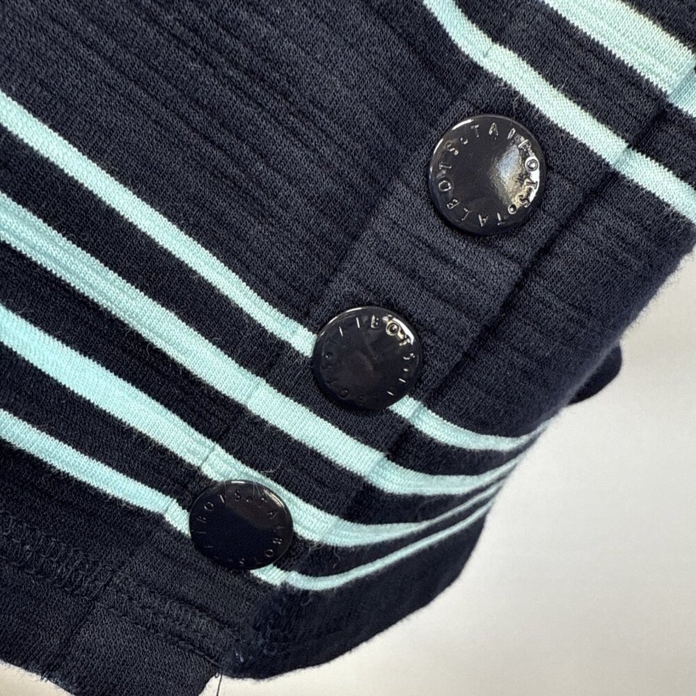T by Talbots UPF 50+ Dress Size Large Blue Stripe Stretch V Neck Pullover Knit‎ - Picture 4 of 8